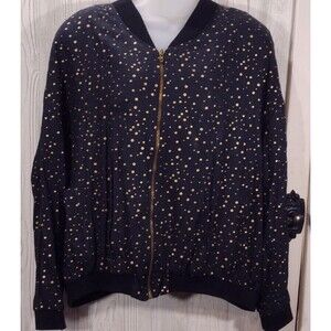 VTG 80s A.S. Elliot Jcket 24W Black Gold full Zip 1980s USA Retro